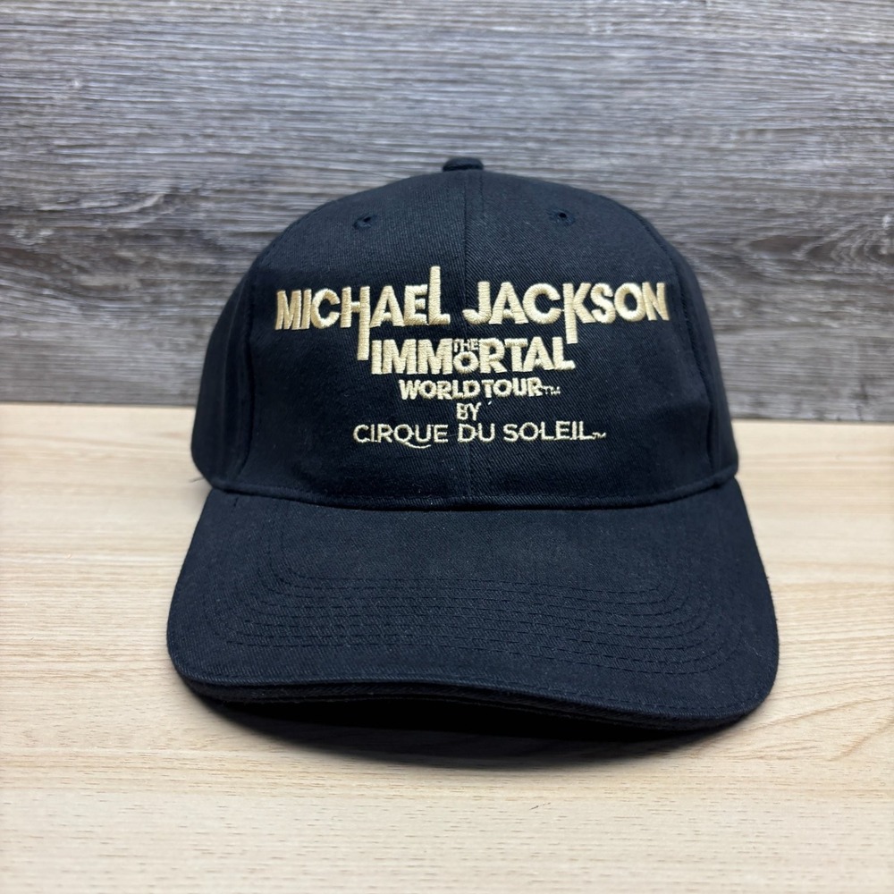 Michael Jackson Immortal World Tour Hat Cap Strap Back Black Gold Cirque Mens
